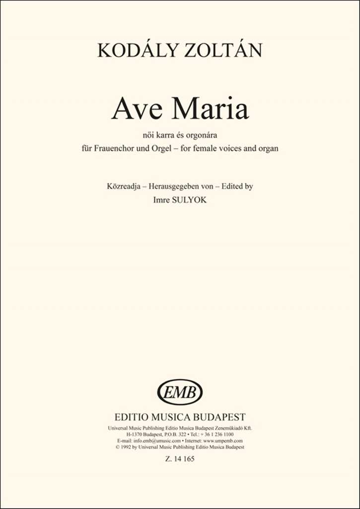 Ave Maria für Frauenchor und Orgel für Frauenchor und Orgel